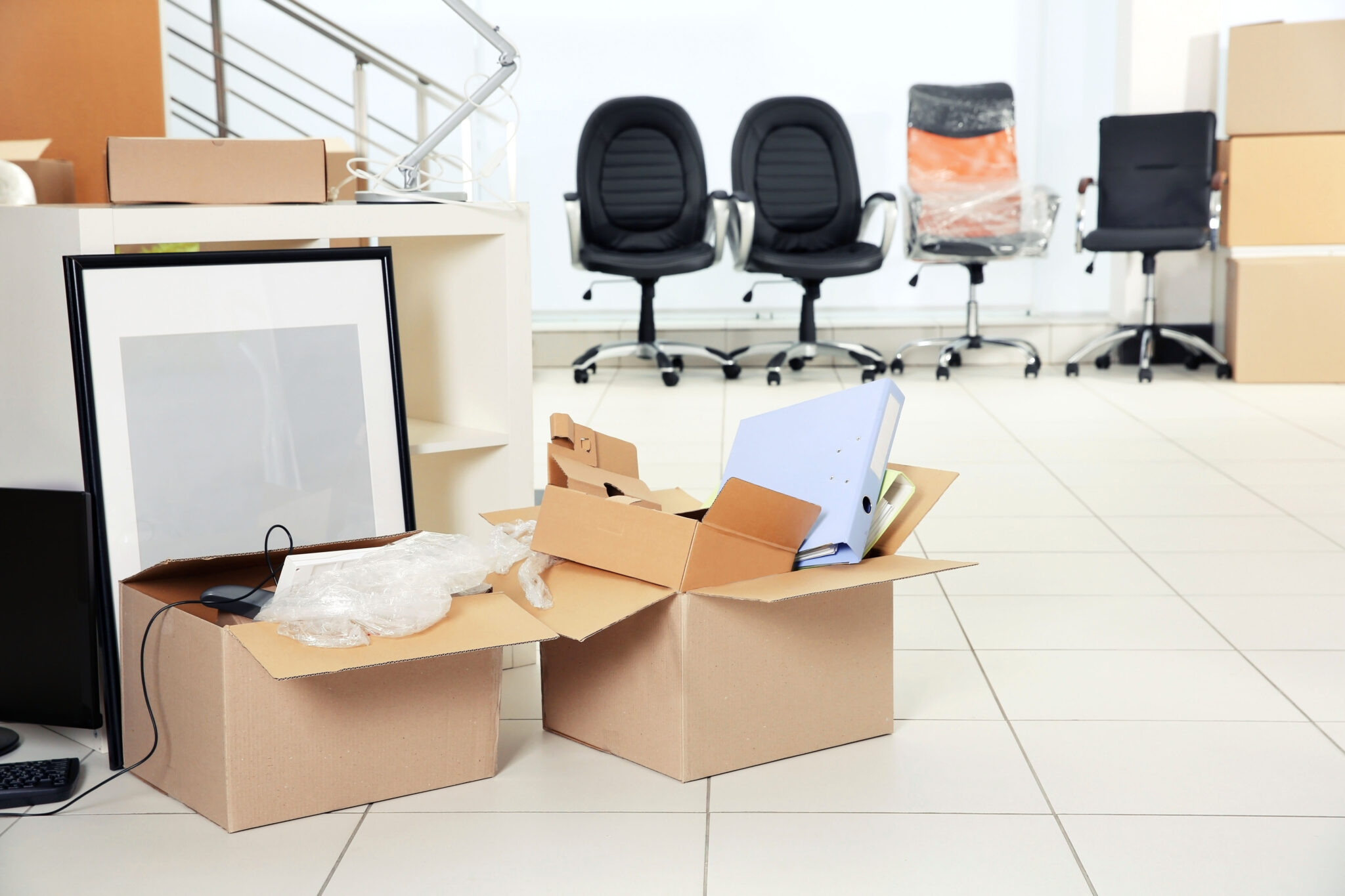boxes in an office