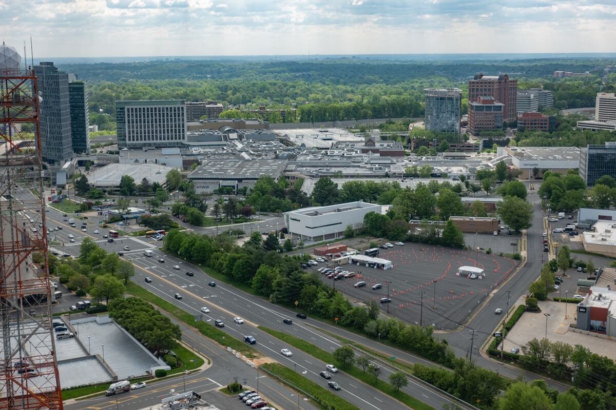 Aerial top view of Vienna Virginia