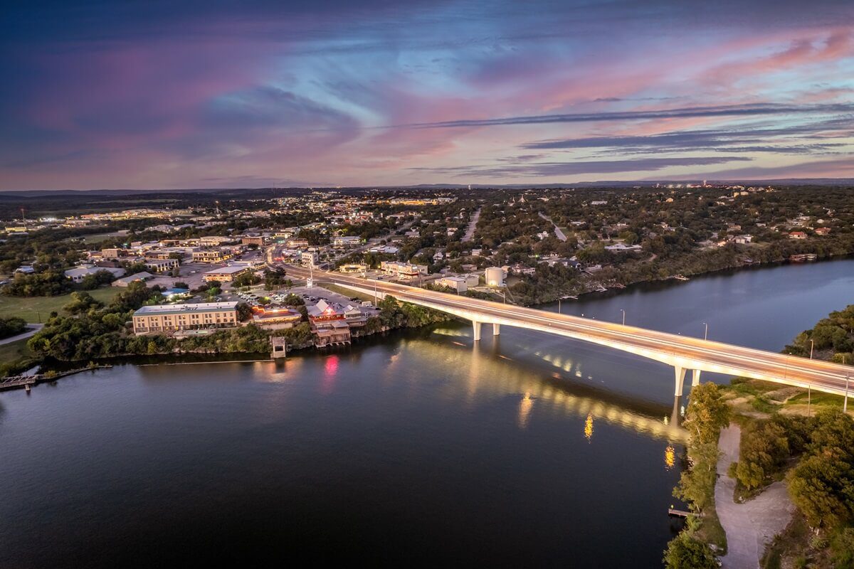 Aerial view of Marble Falls Bridge at Texas