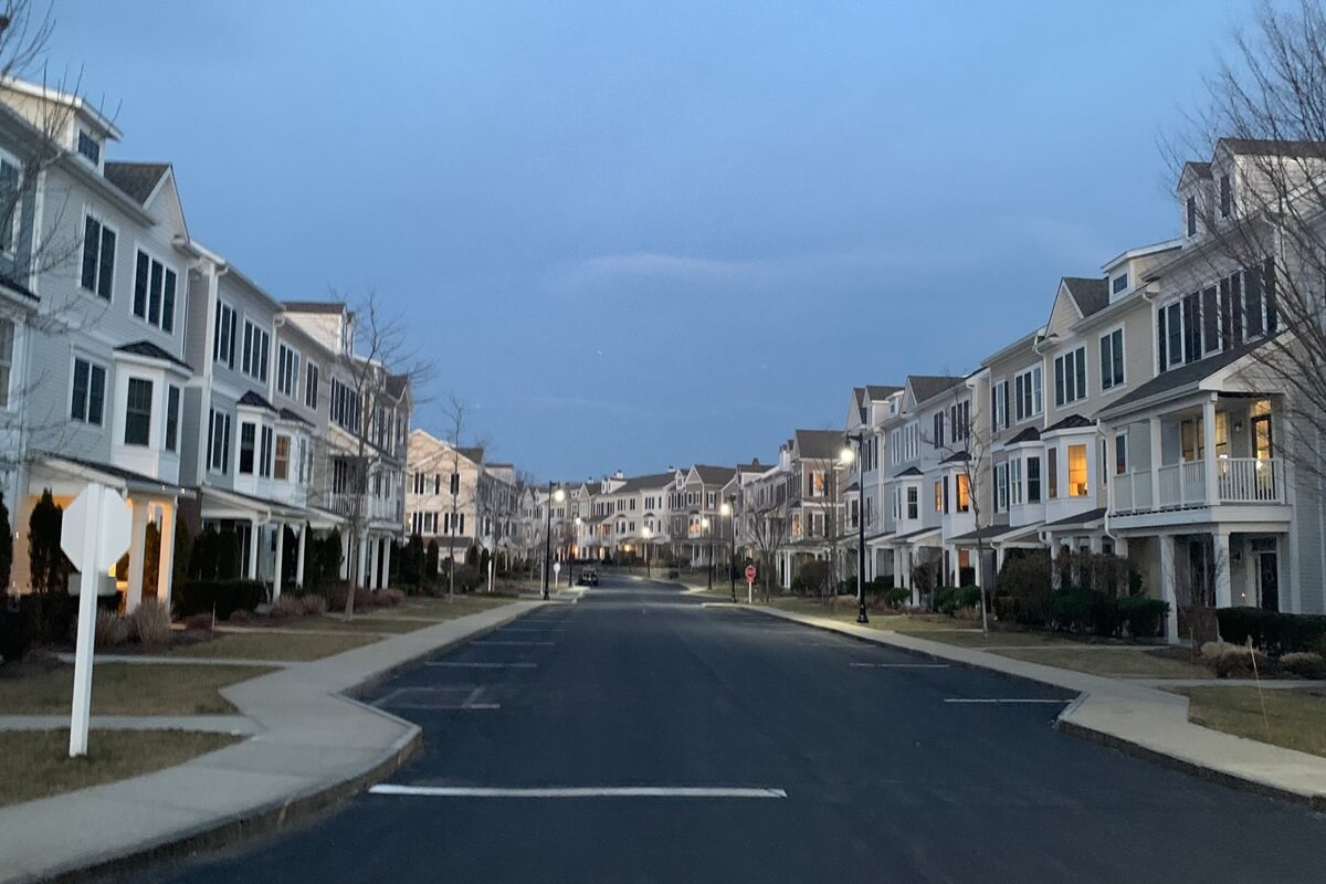 Hingham shipyard condos in the sunset, Massachusetts