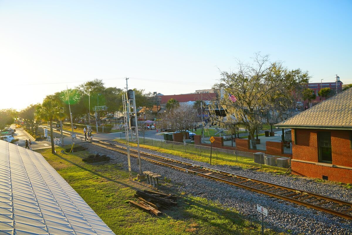Landscape of downtown and historic train station Plant City Florida