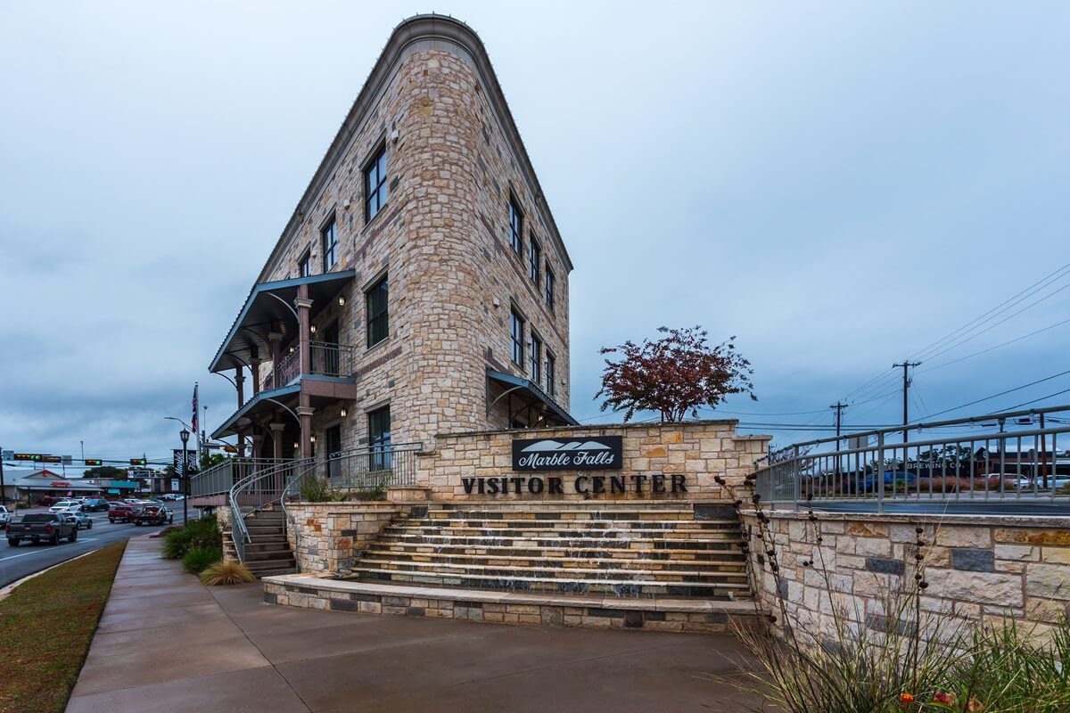 Marble Falls Texas visitor building in the city center