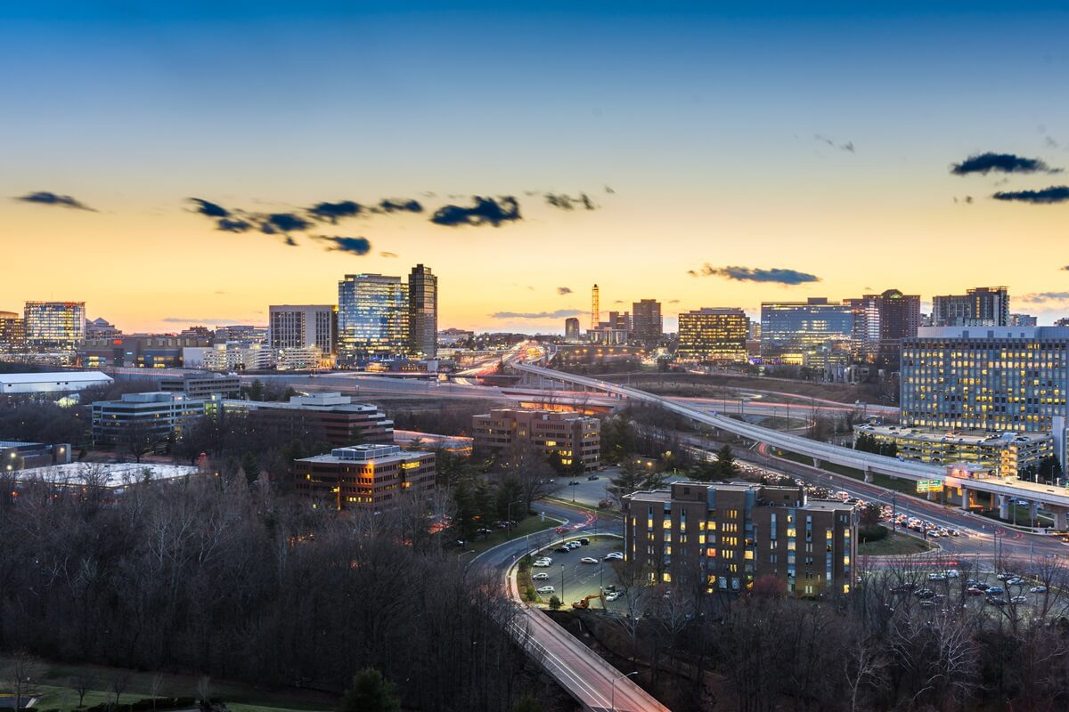 Tysons corner sunset in Virginia