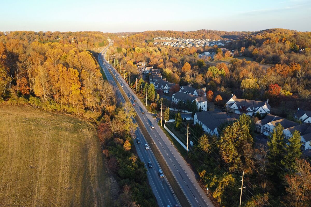 a townhouse community along route 3 highway in Newtown Pennsylvania