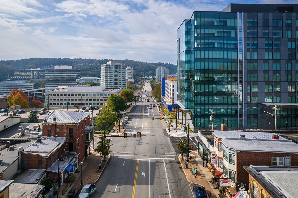 aerial drone of Conshohocken PA