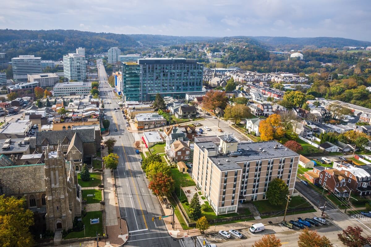 aerial drone of Conshohocken Pennsylvania