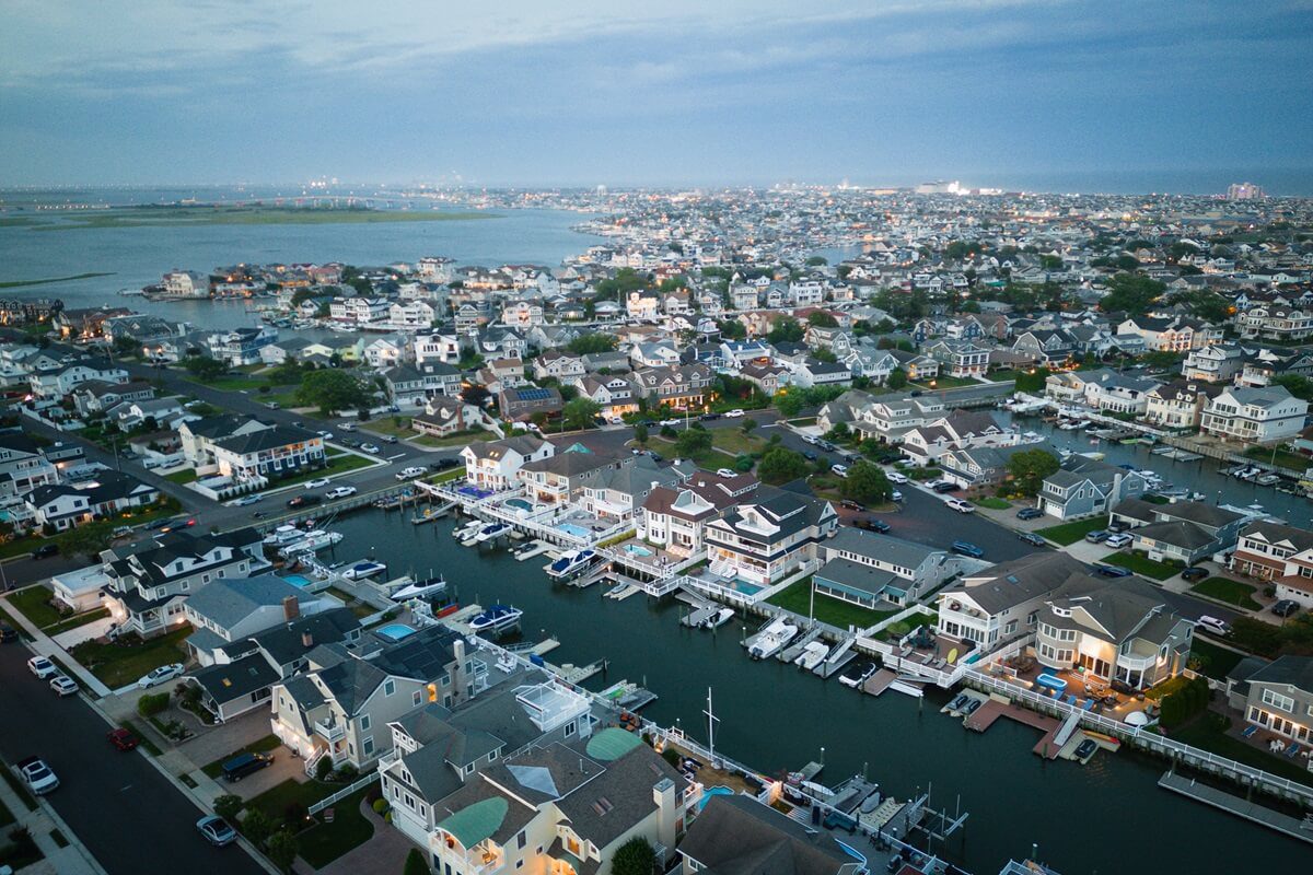 aerial drone of Margate New Jersey