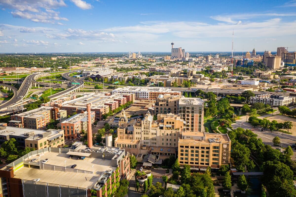 aerial of pearl district San Antonio Texas