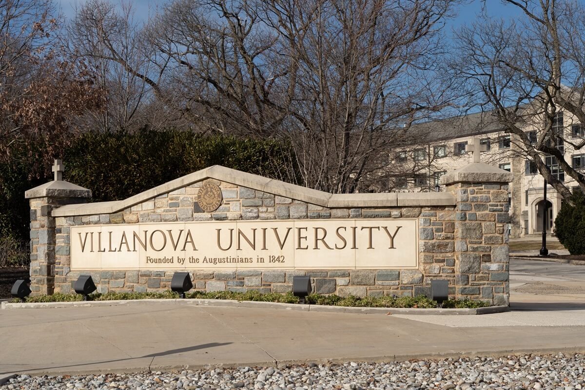 entrance sign to Villanova university in Villanova Pennsylvania