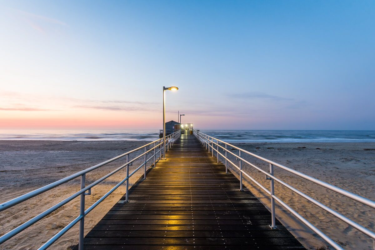 fishing pier in city beach in Atlantic city at Ventnor New Jersey