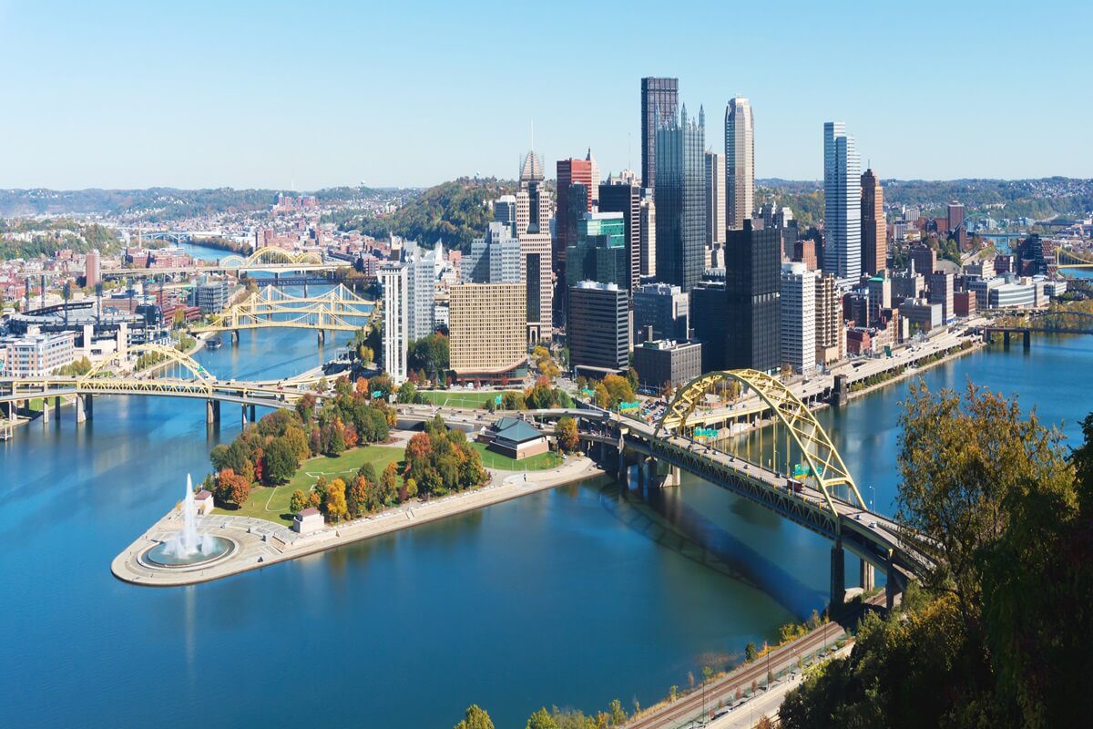 panoramic view on Pittsburgh in Swarthmore Pennsylvania