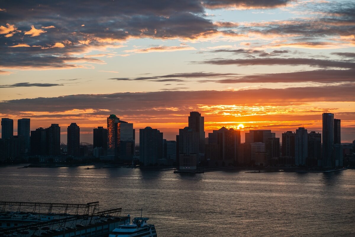 sunset over Newport from Greenwich Village